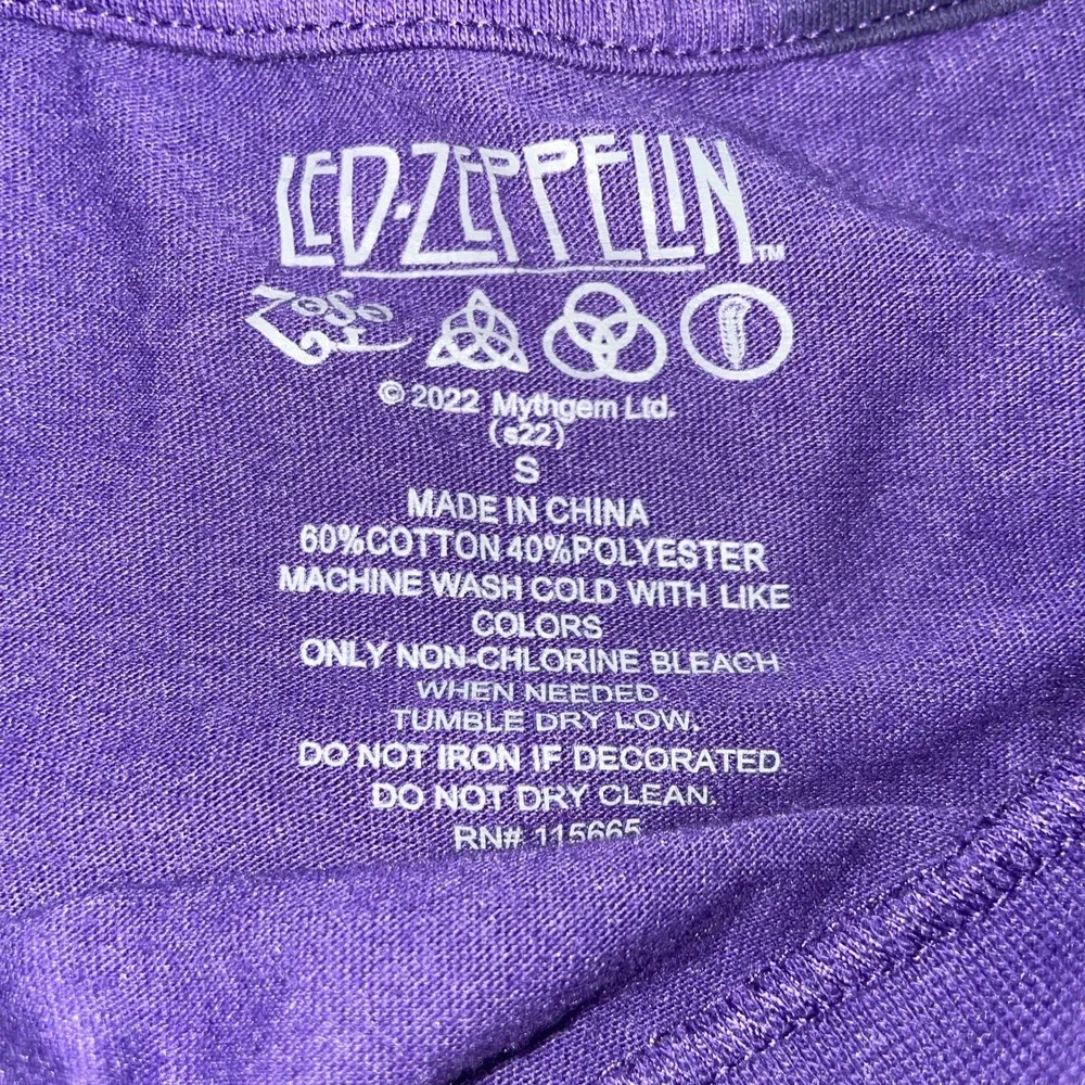 Led Zeppelin Shirt Size Small Purple 100%‎ Cotton Official Electric Magic